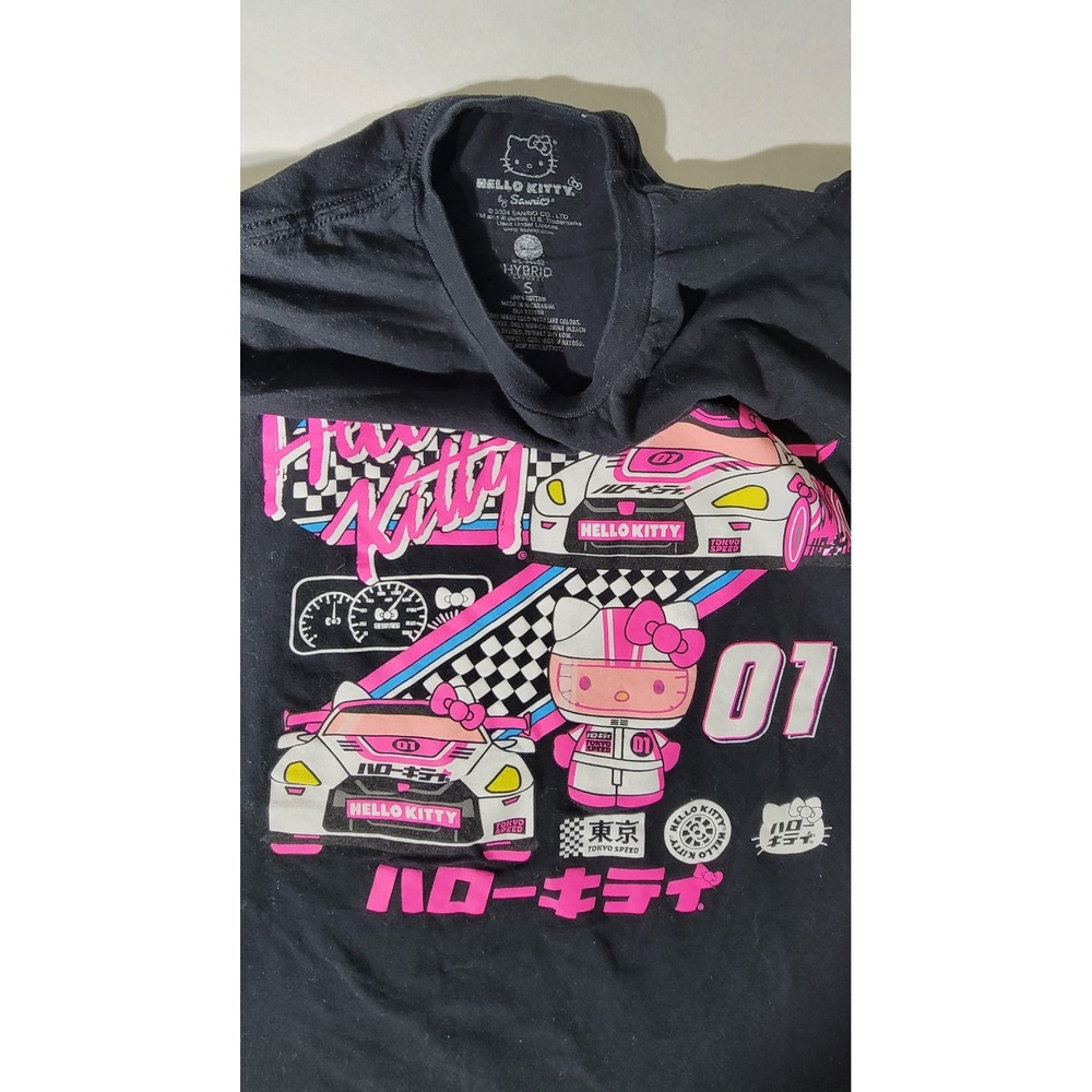 Sanrio Hello Kitty Tokyo Speed Racing Graphic T-Shirt Black Small JDM Anime Tee - Picture 3 of 7